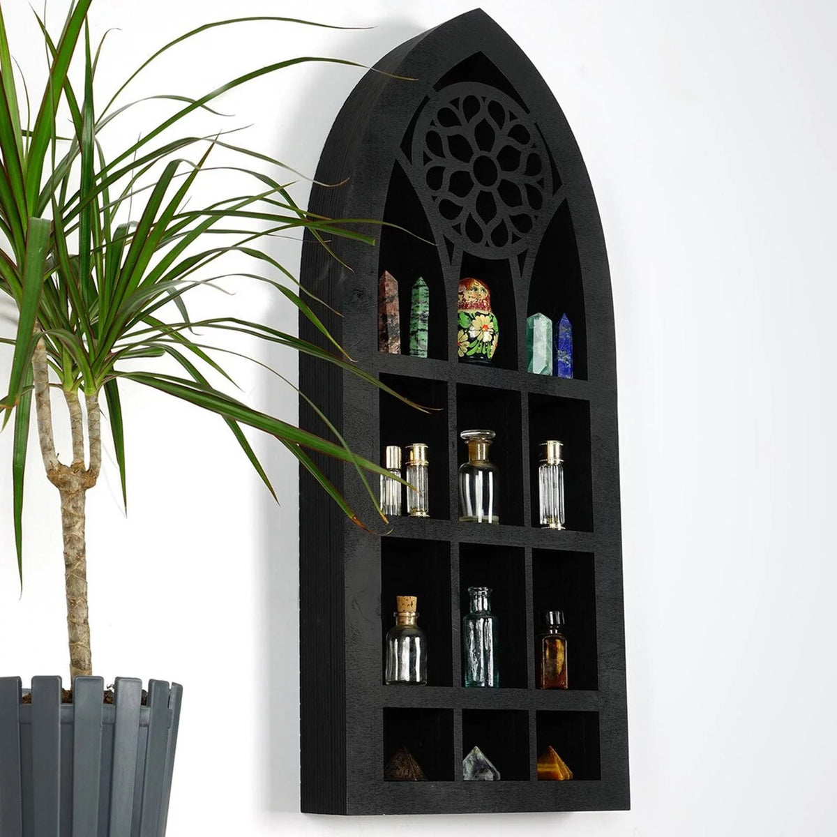 Black Wooden Wall Display Shelf U920
