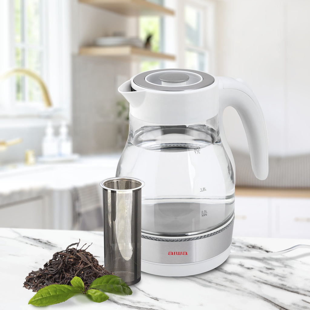 2 in 1 White Infusion Kettle with Removable Stainless Steel Tea Infuser M8590