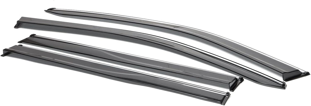 Window Visor Rain Guard Shade 4PC Injection Polycarbonate with Chrome Trim P1479