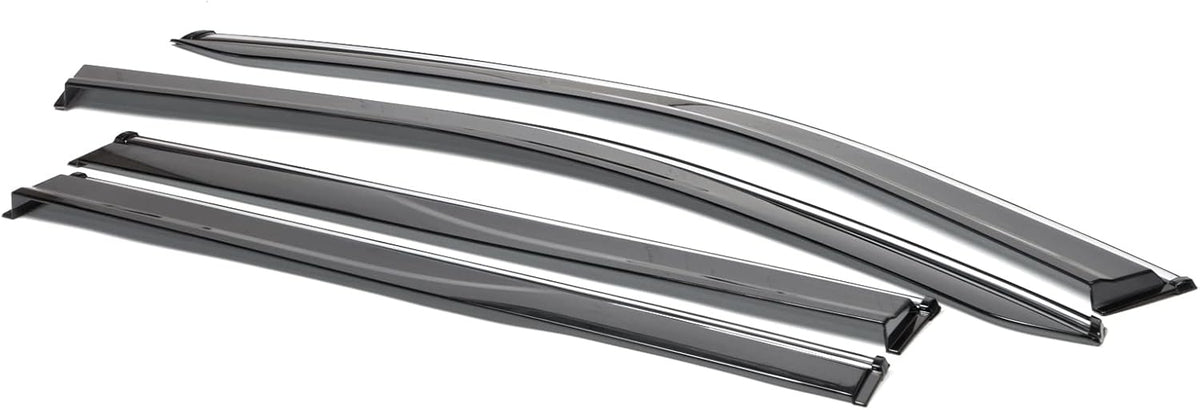 Window Visor Rain Guard Shade 4PC Injection Polycarbonate with Chrome Trim P1479