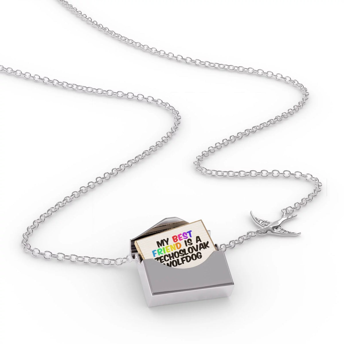 Silver Envelope Locket Necklace D1672