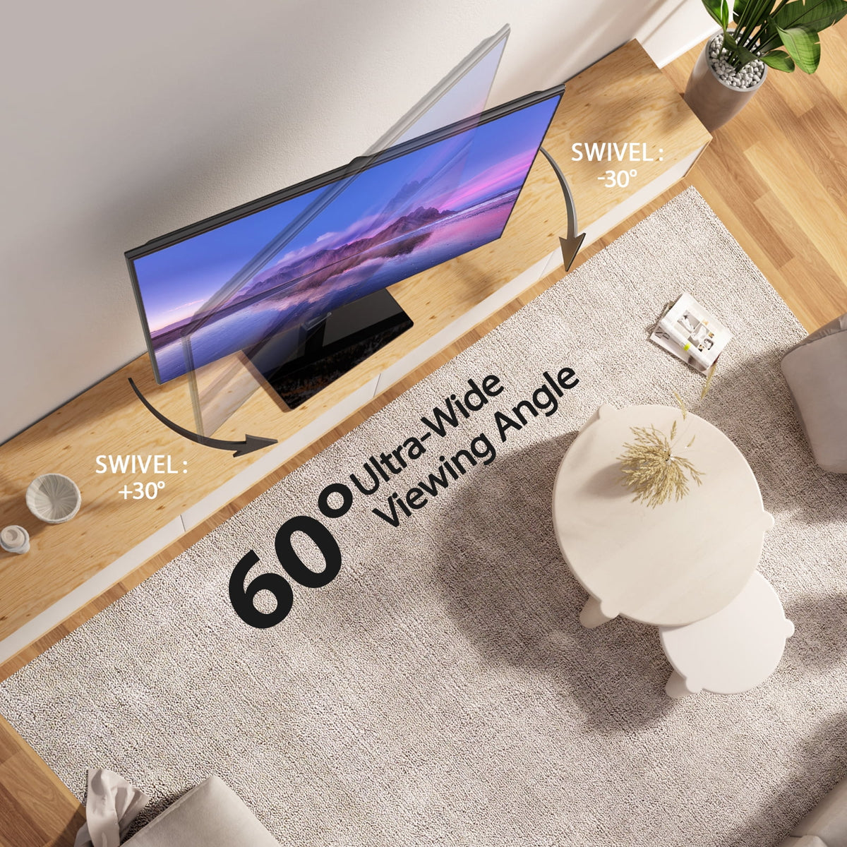 Height Adjustable Swivel TV Stand with Tempered Glass Base X73210