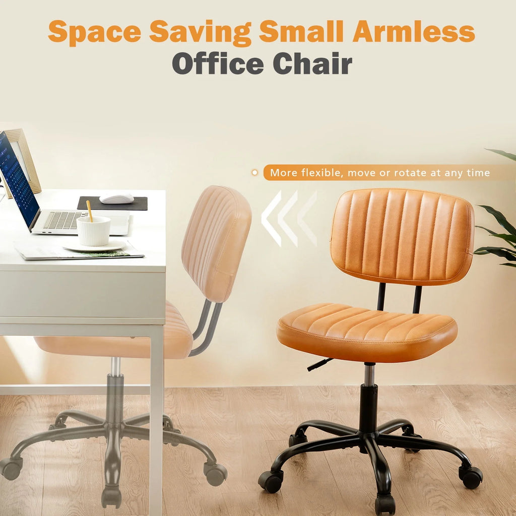 Armless Desk Chair with Wheels and Lumbar Support A802862