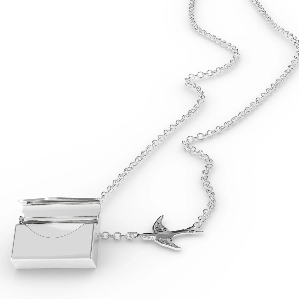 Silver Envelope Locket Necklace D1672