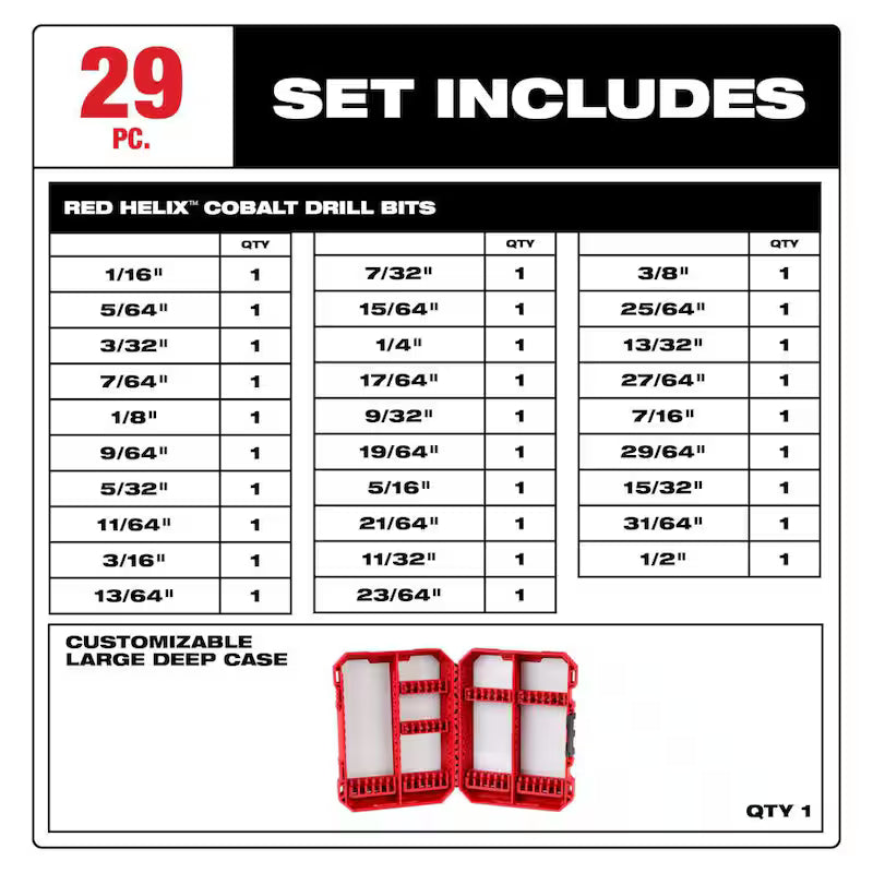 Cobalt Red Helix Drill Bit Set 29-Piece G4732