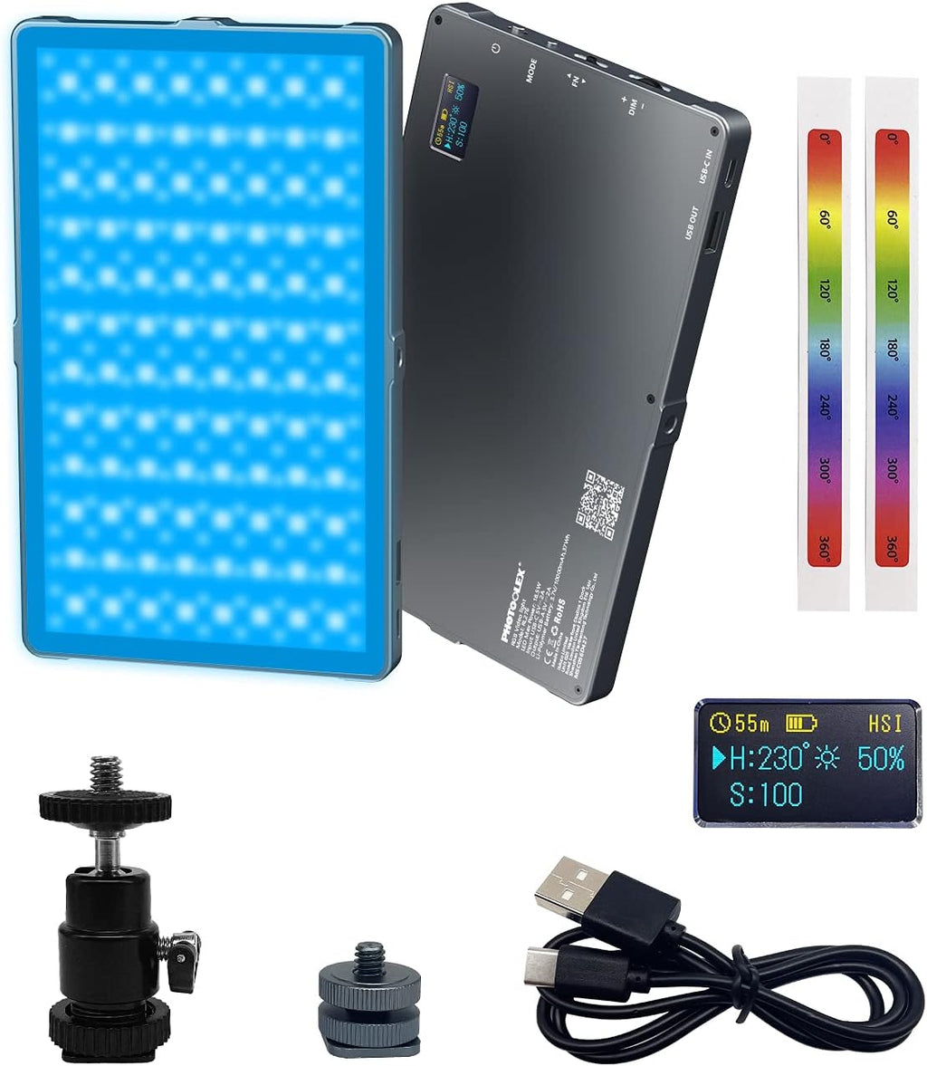 RGB LED Video Light Panel 10000mAh Rechargeable 18.5W 3200-5600K H1620