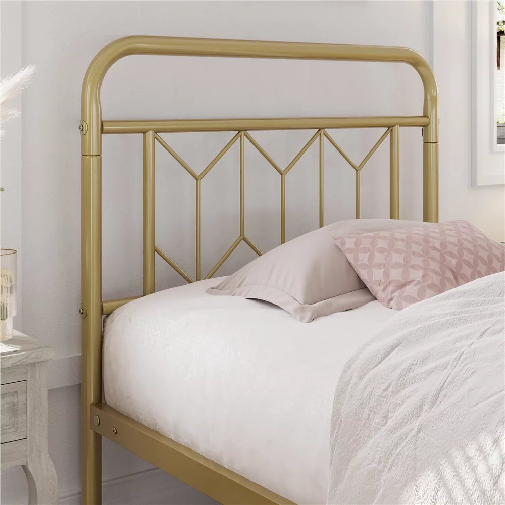 Twin XL Antique Gold Metal Platform Bed X710