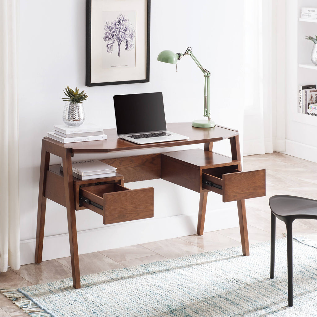 White Writing Desk with Storage D594