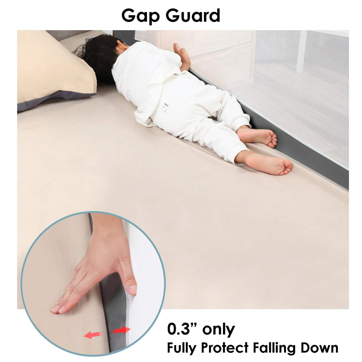 Toddler Bed Rail Guard with Double Lock J301022