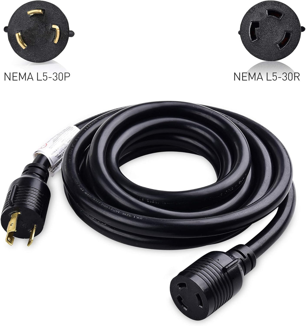 3 Prong 30 Amp Locking Generator Extension Cord 25 ft with Carry Strap T403290