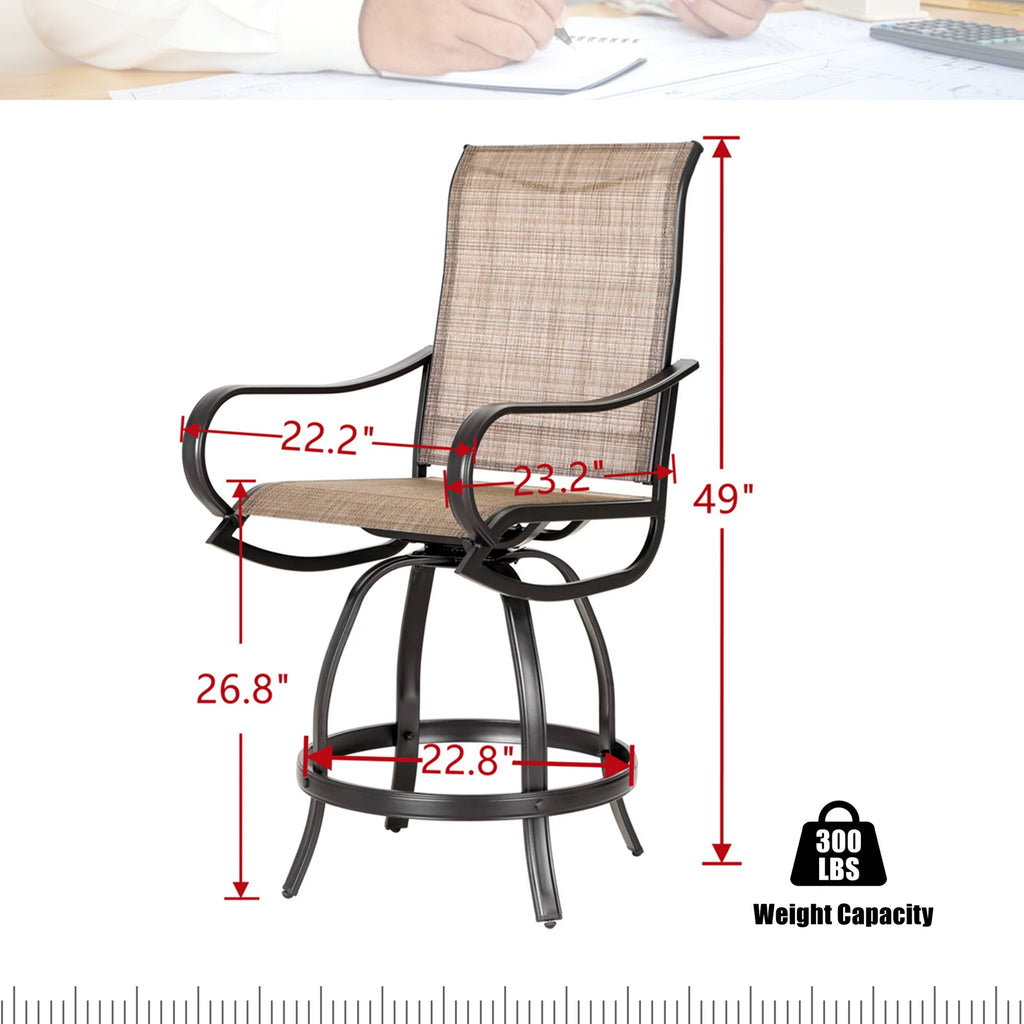 5-Piece Outdoor Bar Stool Set with Rectangle Counter Height Table & Patio Swivel Bar Chairs, Black & Brown A35751