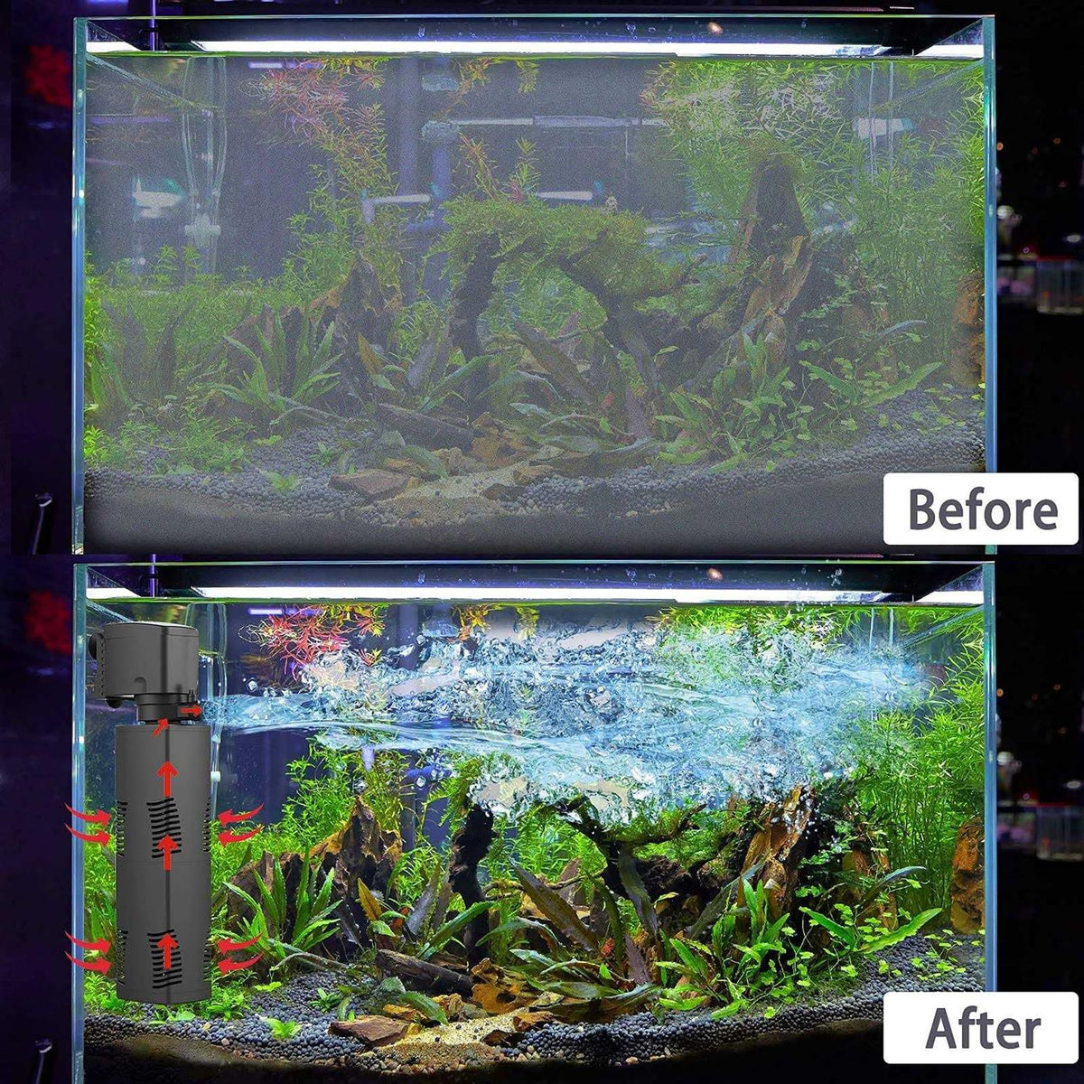 Crystal 300gph Biochemical Filtration Submersible Internal Fish Tank Filter O131
