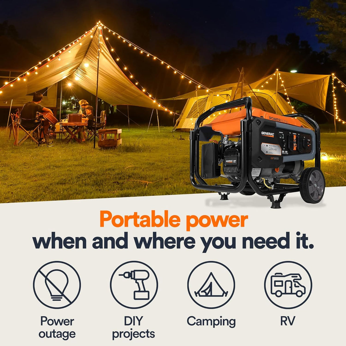 3,600-Watt Portable Generator Orange/Black V1235
