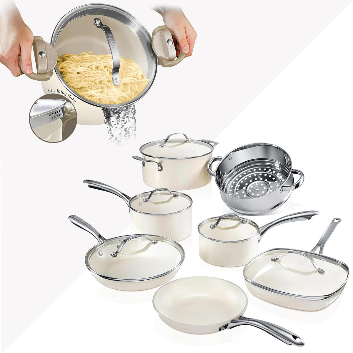 12 Pc Non Stick Ceramic Pots and Pans Set F8252