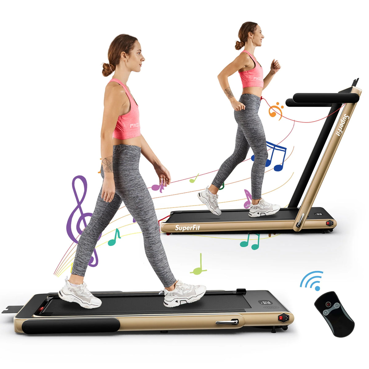 2.25HP 2 in 1 Folding Treadmill with APP Control Black X1608