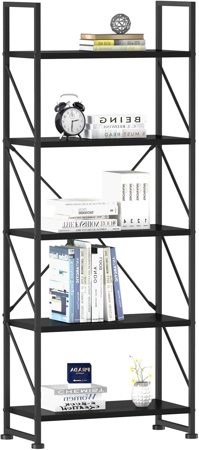 5 Tiers White Bookshelf W93054