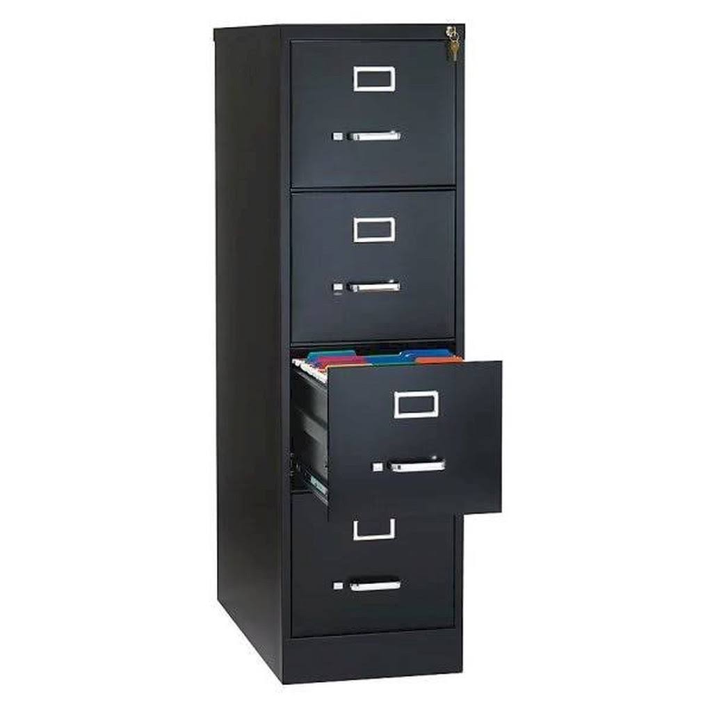 4-Drawer Black Metal Vertical File Cabinet U8378
