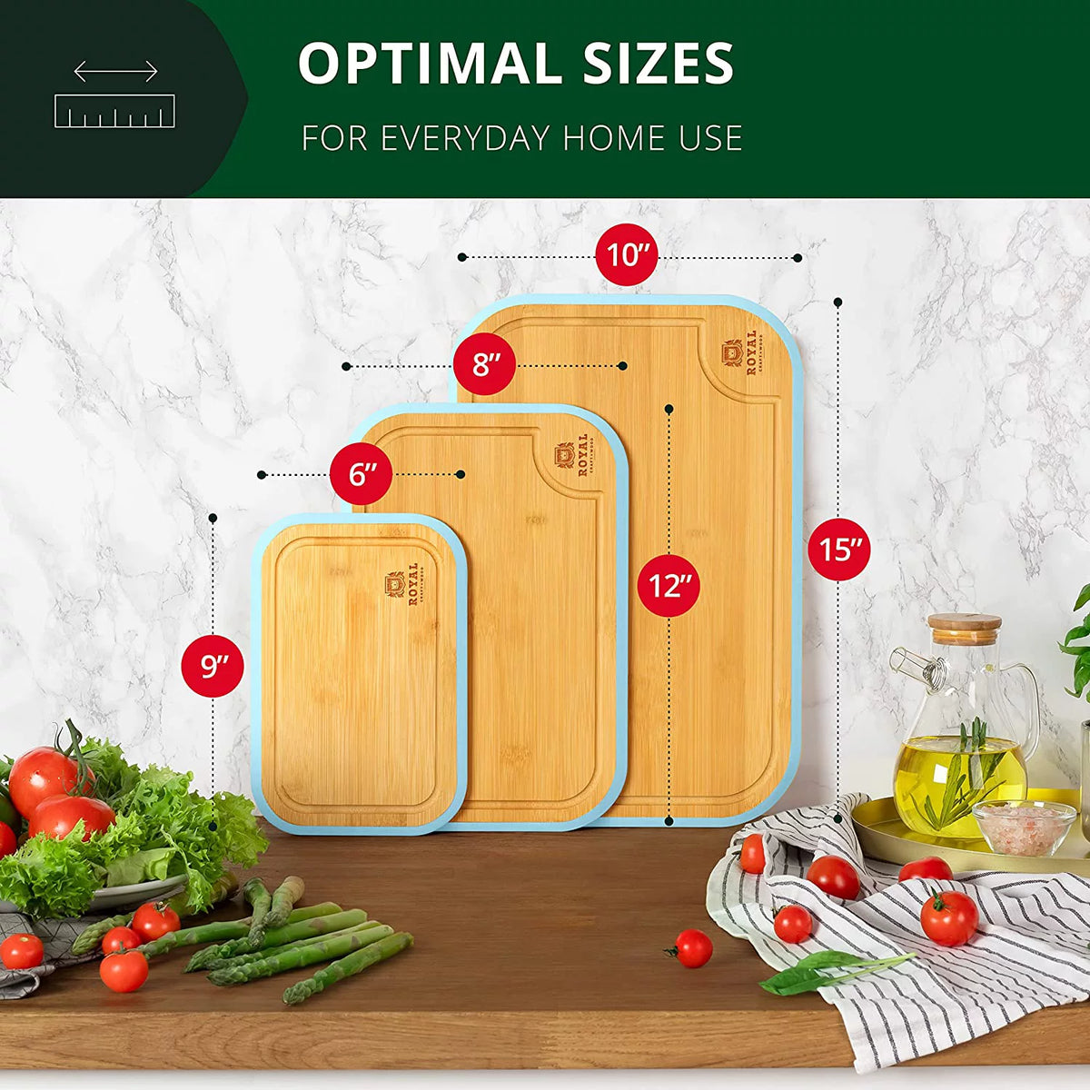 Bamboo Cutting Board with Juice Groove 3-Piece Set M4450