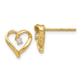 14k Yellow Gold Diamond Heart Stud Earrings L10884