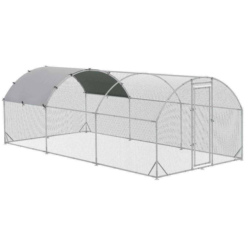 Metal Chicken Coop Walk-in Enclosure with Cover U372