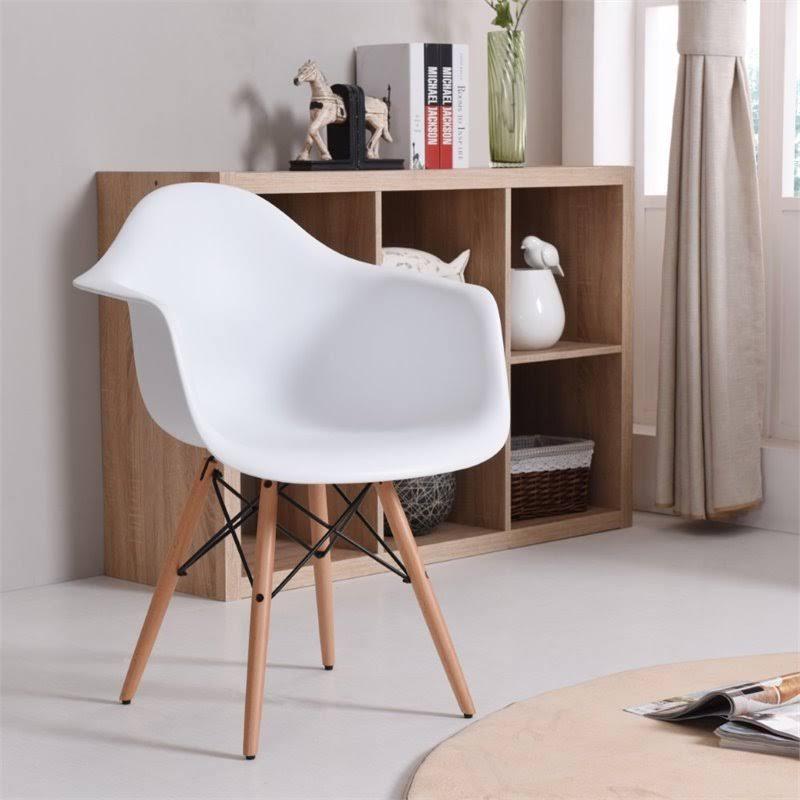 White Arm Bucket Seat Dining Chair H5718