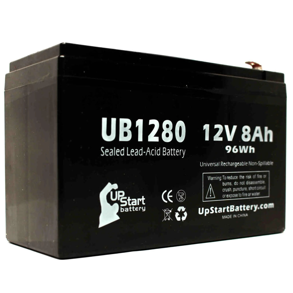 2x Pack Sealed Lead Acid Battery (12V, 8Ah, 8000mAh, F1 Terminal, AGM) with 4 F1 to F2 Terminal Adapters D239145