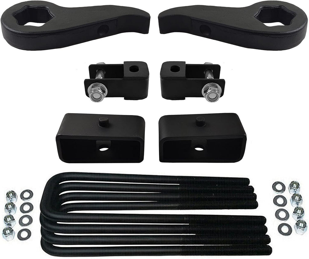 Adjustable 1 - 3 Front Lift Forged Steel Torsion Keys & 2 Rear Lift Kit + Shock Extenders 4WD 4x4 8-Lug W555