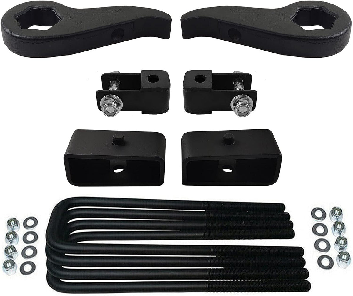 Adjustable 1 - 3 Front Lift Forged Steel Torsion Keys & 2 Rear Lift Kit + Shock Extenders 4WD 4x4 8-Lug W555