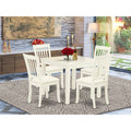 5pc Dining Set with Square Dinette Table and Four Linen Seat Kitchen Chairs Y934