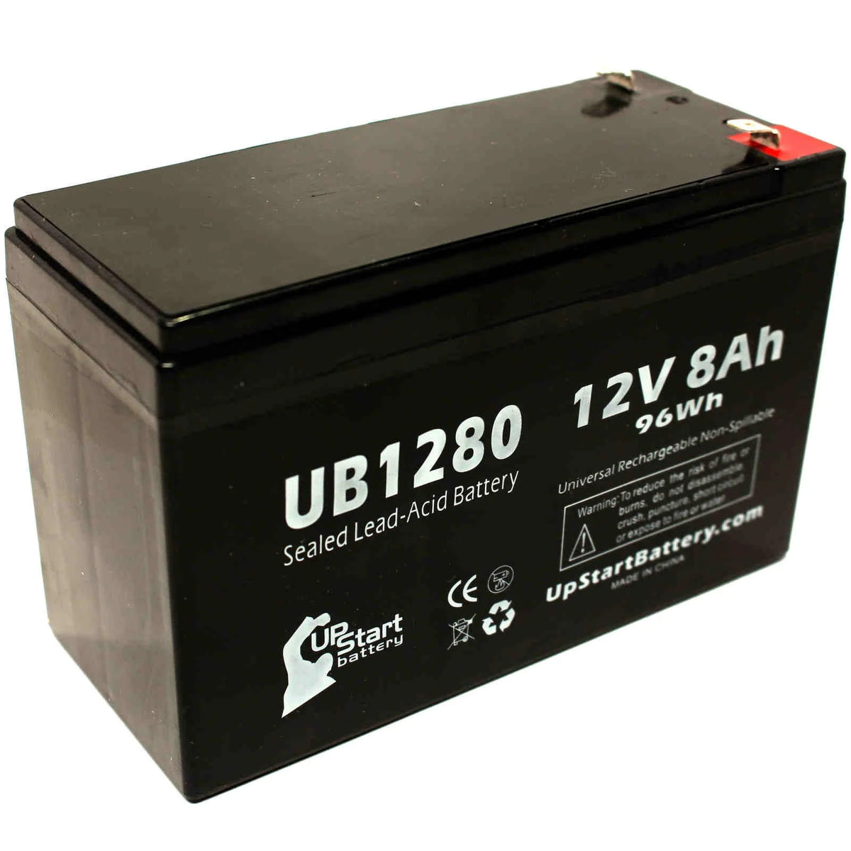 2x Pack Sealed Lead Acid Battery (12V, 8Ah, 8000mAh, F1 Terminal, AGM) with 4 F1 to F2 Terminal Adapters D239145