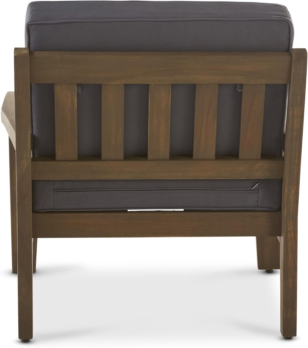 Acacia Wood Club Chairs, Gray, 2-Pcs Set M48256