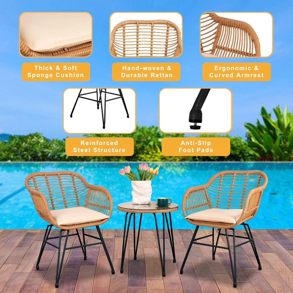 3-Piece Beige Patio Conversation Set G32168