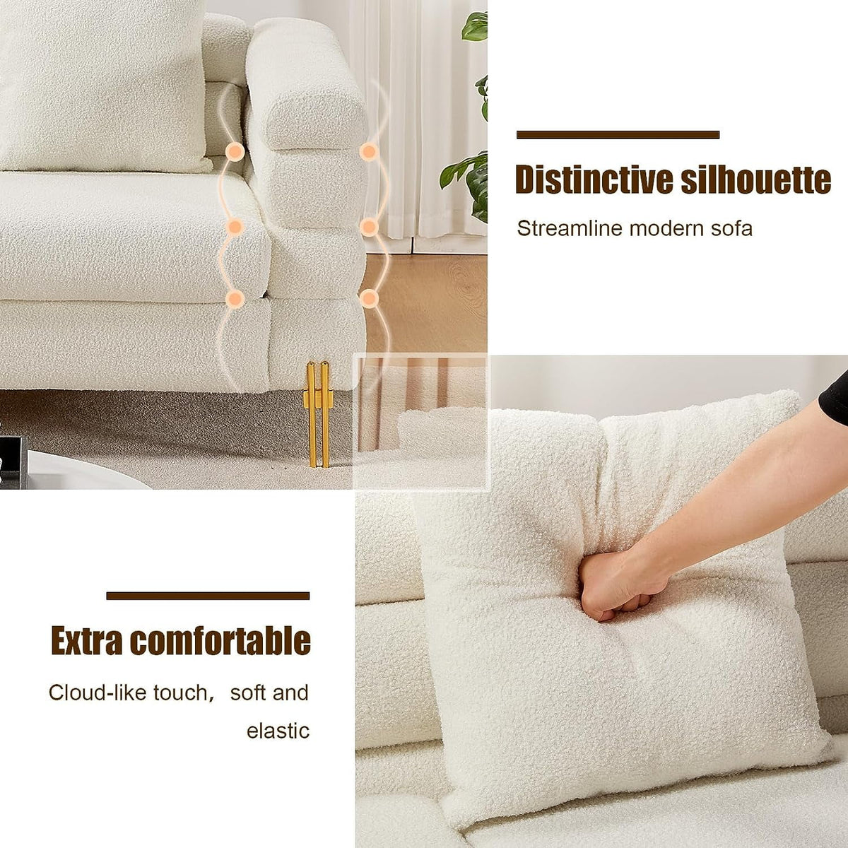 White 85 inch 3 Seat Sofa P3851