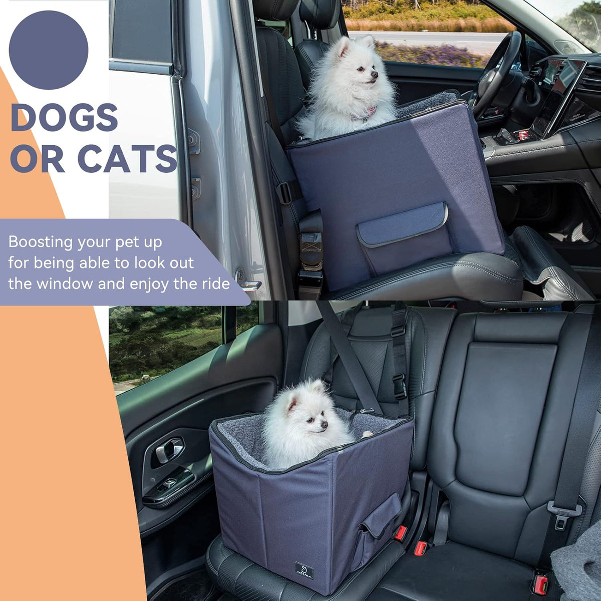 Folding Breathable Dog Booster Car Seat with Carry Bag I34763