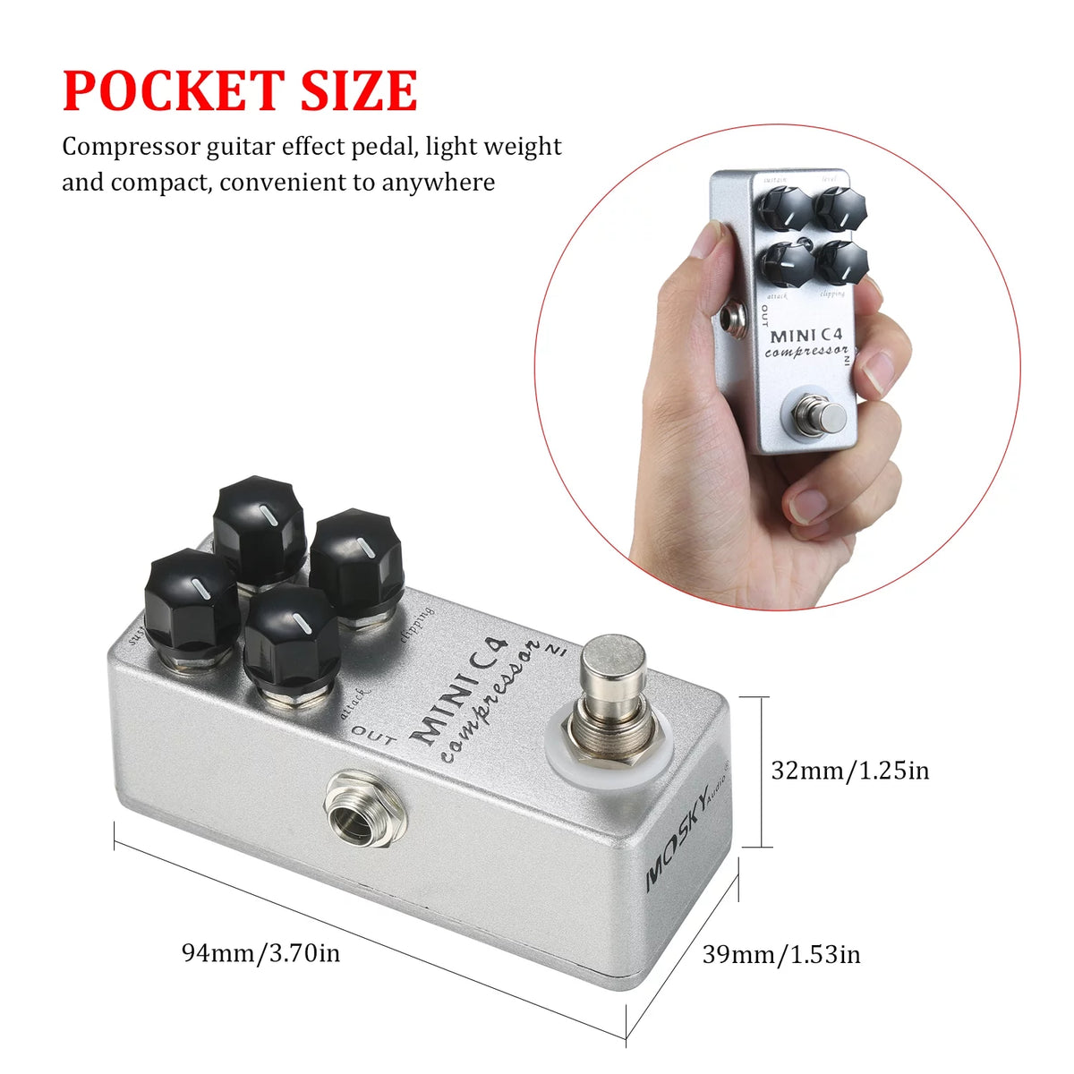 C4 Compressor Guitar Effect Pedal True Bypass P3286