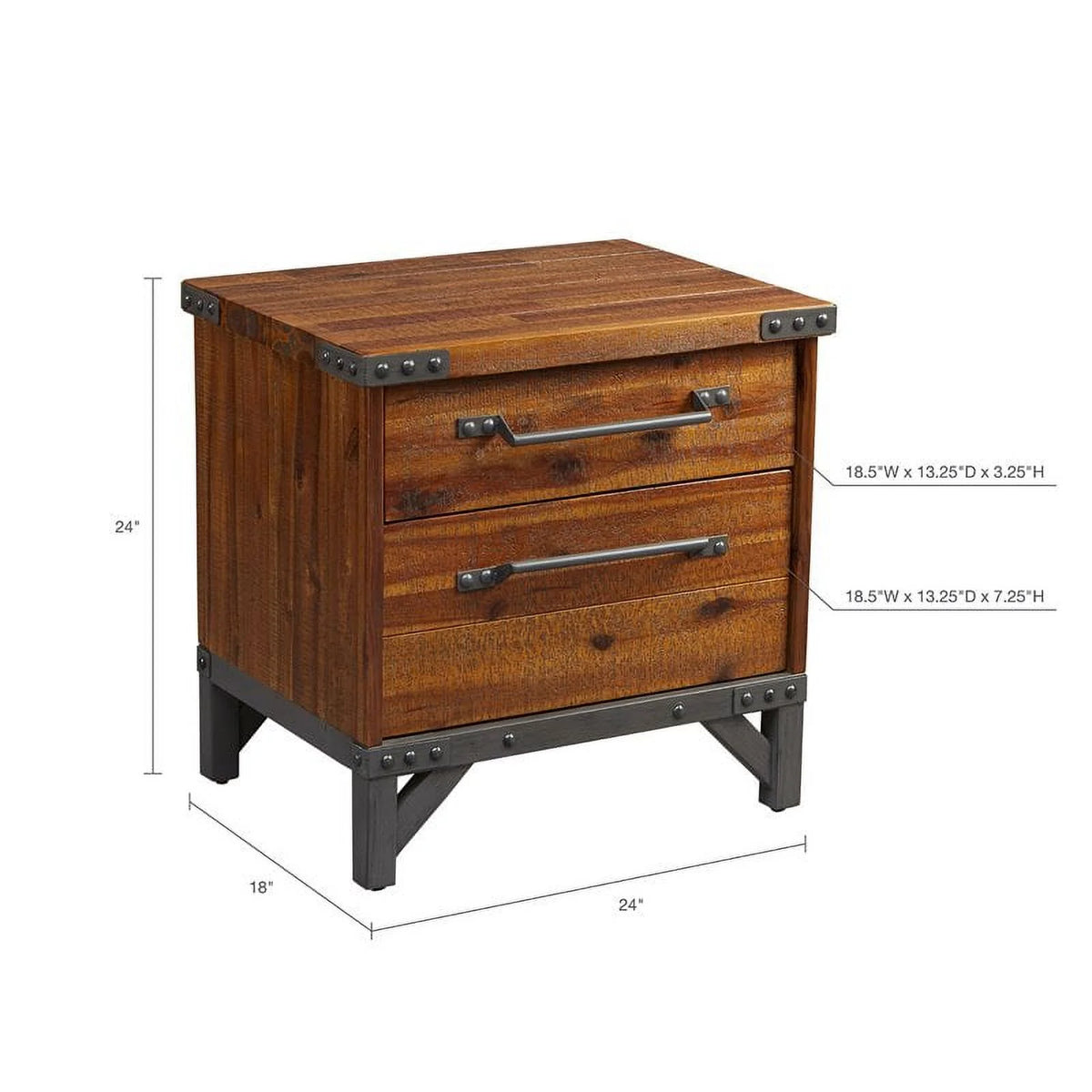 Solid Wood Nightstand Set of 2 O19700