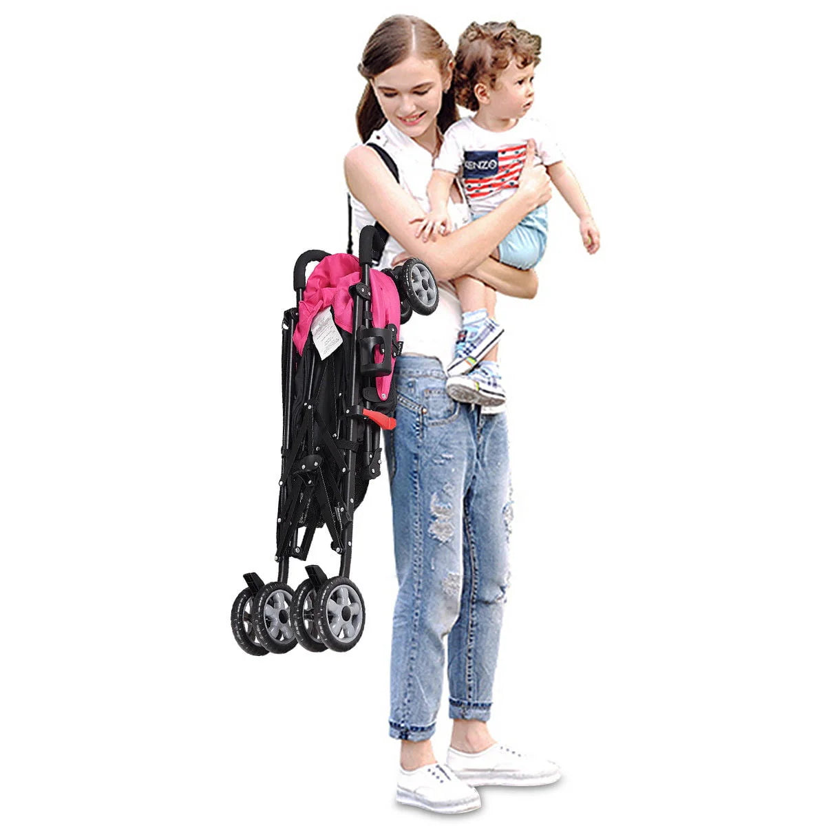 Folding Lightweight Umbrella Stroller with Storage Basket Black B482201