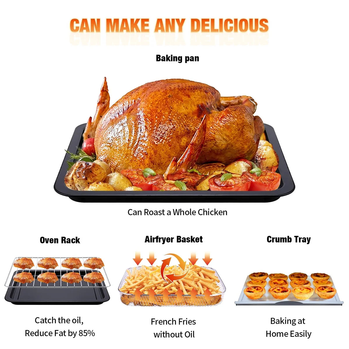 Silver 26 Quart Air Fryer Convection Oven V27112