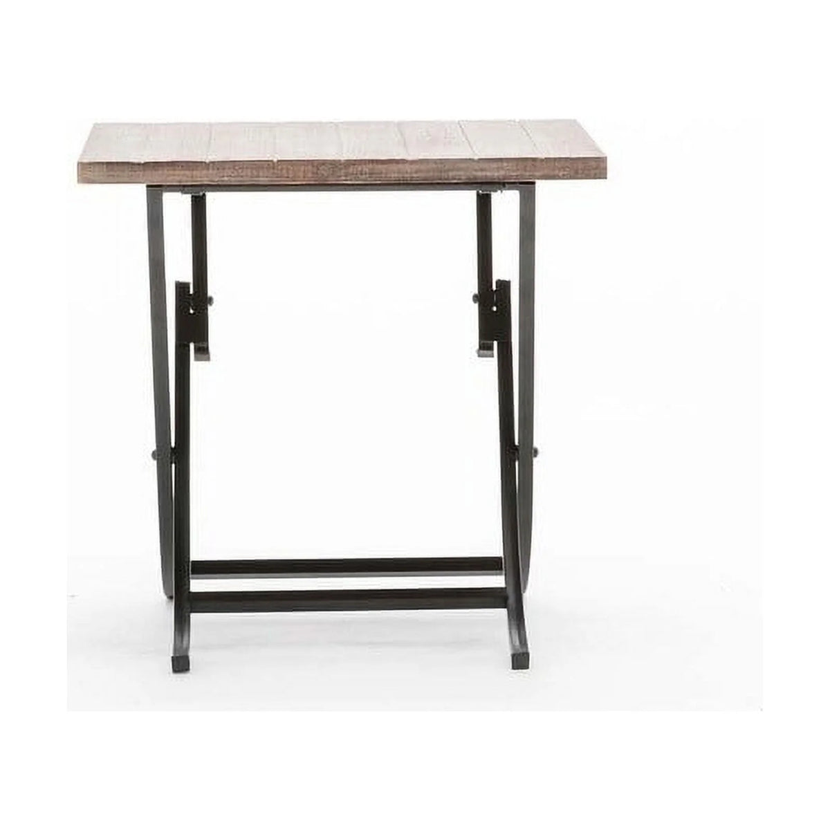 Folding Industrial Wood and Metal End Table J410076