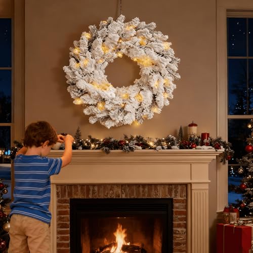 Green Artificial Christmas Wreath with Bell Bow and Pine Cones D195549