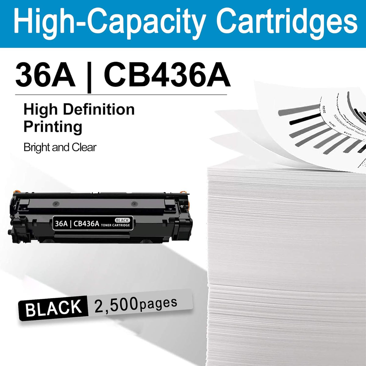 Black Toner Cartridge 36A Replacement for HP Printer J229