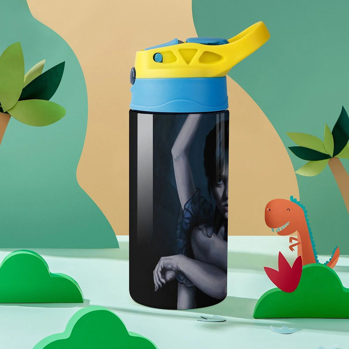 Stainless Steel Water Bottle with Straw O661358