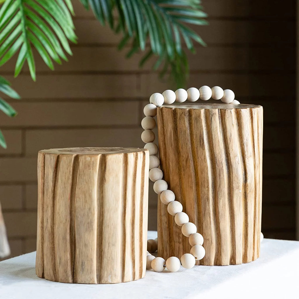 Teak Stump Displays Set of 2 Brown G51903