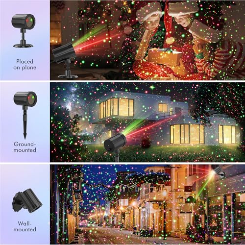 Red & Green Christmas Light Projector with Remote C397