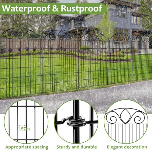 48" H x 21' L Rustproof Metal Garden Fence Panel M8998