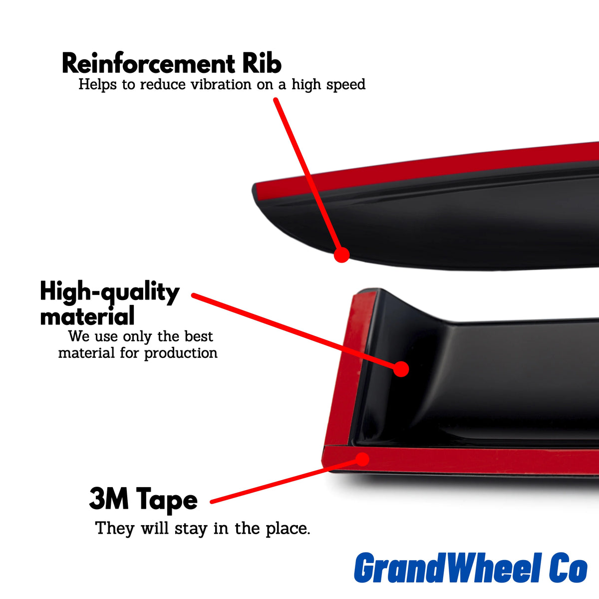 Smoke Tinted Tape-On Side Window Vent Visor Deflectors Rain Guards 4pcs E68735