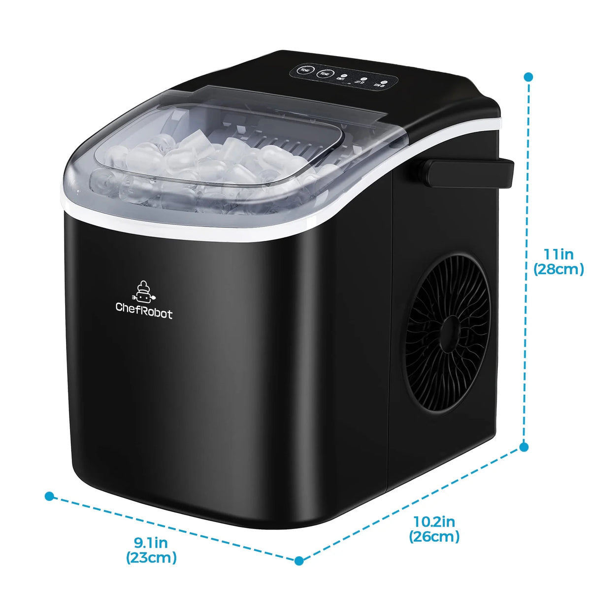 Black Self-Cleaning Countertop Ice Maker with Ice Scoop and Basket H243
