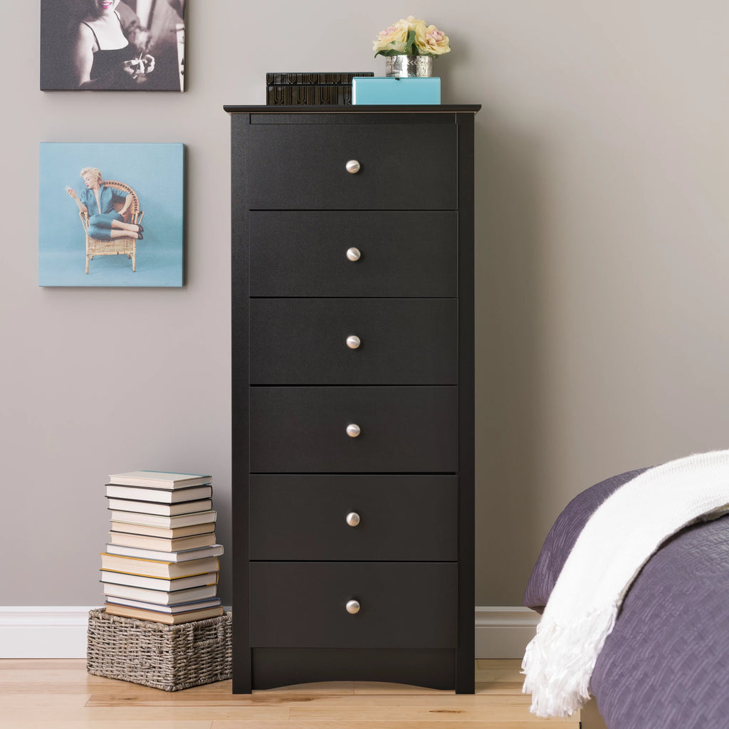Black 6 Drawer Wooden Dresser X804