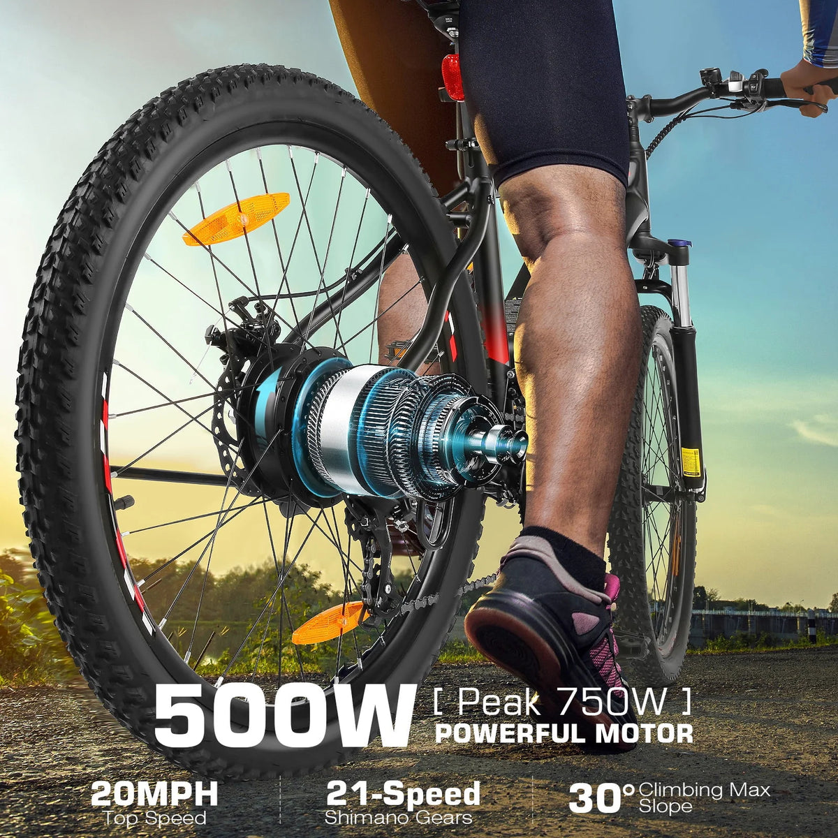 Electric Bike 26 500W 48V 10.4Ah 19.8MPH T823