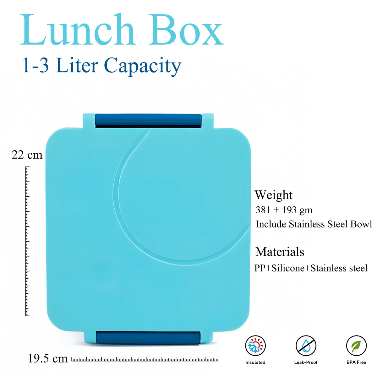 Blue Leak Proof Bento Box with Thermos Food Jar U1167